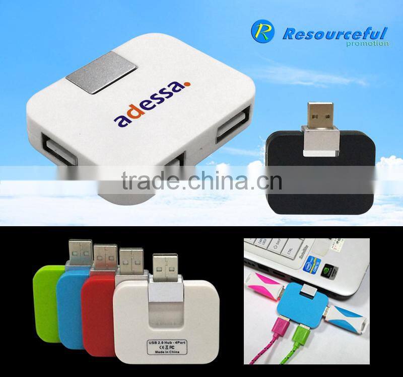 portable fashional square shape cute 4 port usb hub