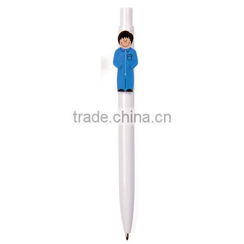 Best selling funny plastic ball pen with professions dolls