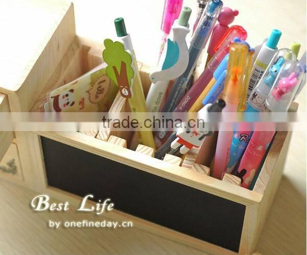 JJ200 Korean wood small blackboard storage box pen holder