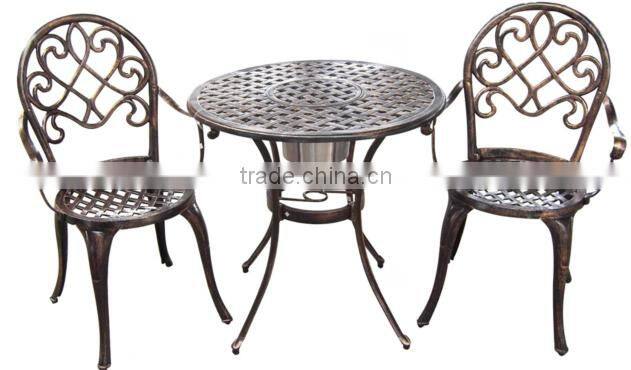 SIGMA Outdoor Furniture Ice Bucket 3PCS Set Cast Aluminum Patio Table And Chairs