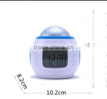 music and starry sky calendar/LED light clock/time date week and thermometer table alarm