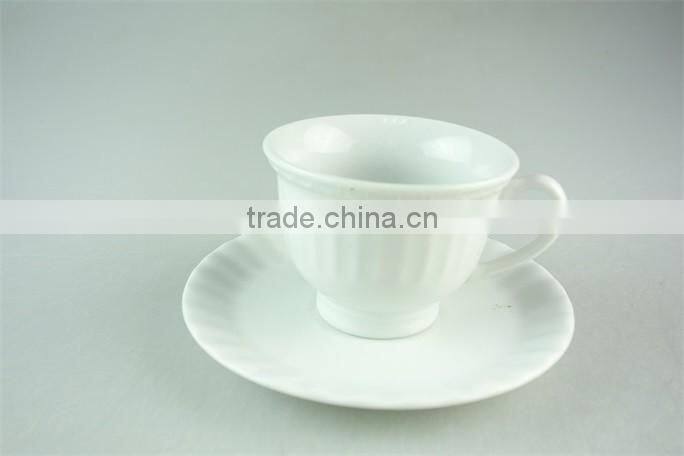 White stock lot for sale ceramic tea / coffee cup & saucer with color box 12 pieces set