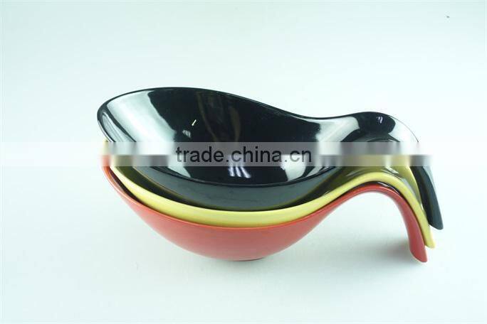 Colorful black/yellow/red glazed ceramic spoon holder kitchen utensil rest 12.2 inch