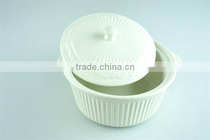 white round porcelain tureen, stock cheap ceamice tureen with lid,double ears tureens
