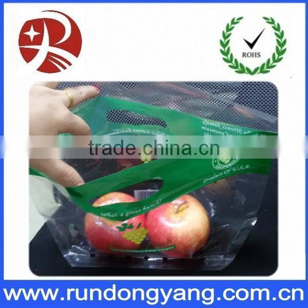 stand up pouch zip lock fruit packing bag with air holes and handle