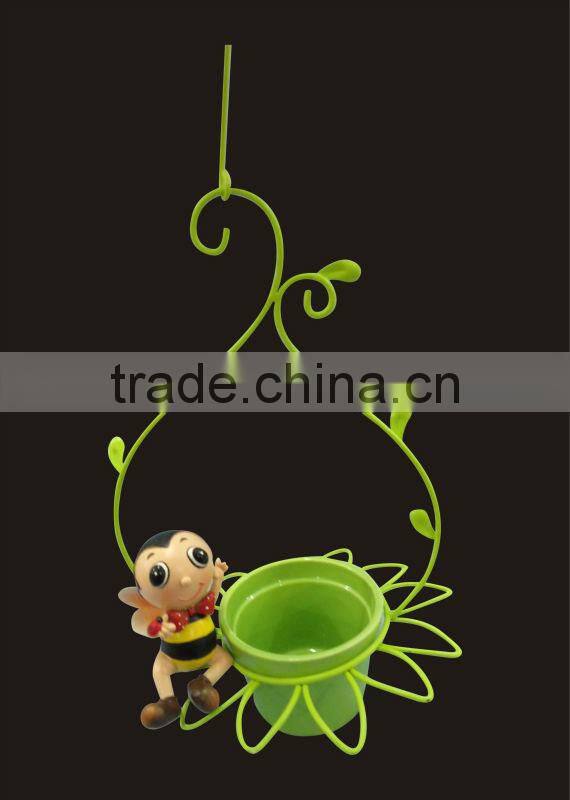 2014 new design cute cartoon boy reading with flower planter ceramic pot garden decoration