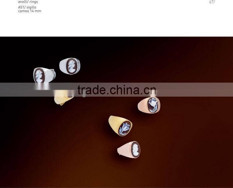 New Classic 925 Sterling Silver Small Angel And Flower Cameo Ring Made in Italy A51 cameo 14mm