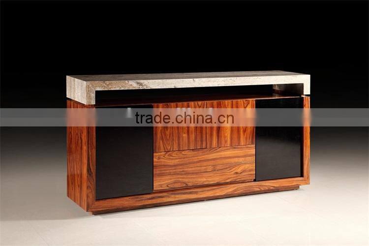 modern luxury marble top wooden base sideboard for living room furniture