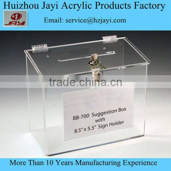 Wholesale custom crystal transparent clear lockable acrylic lucite plastic donation box
