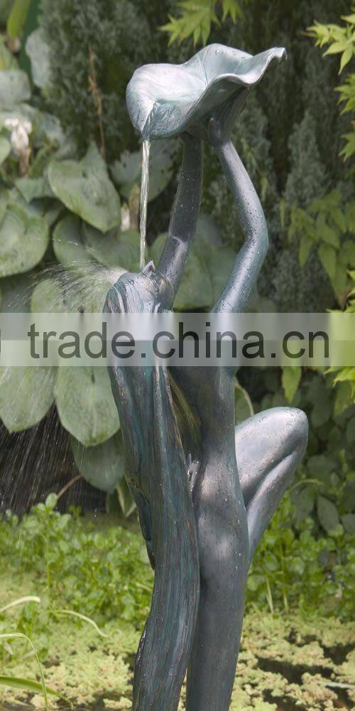 outdoor garden decoration metal bronze naked lady fountain