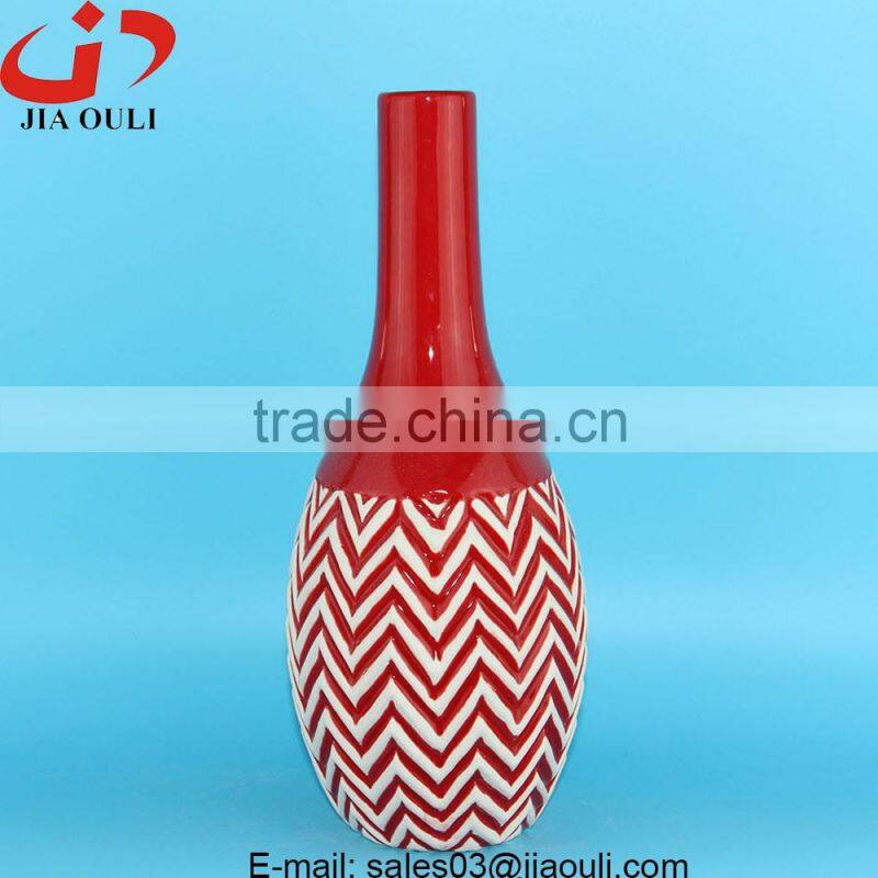 Glazed Red Ceramic Vase Centerpieces for wedding table