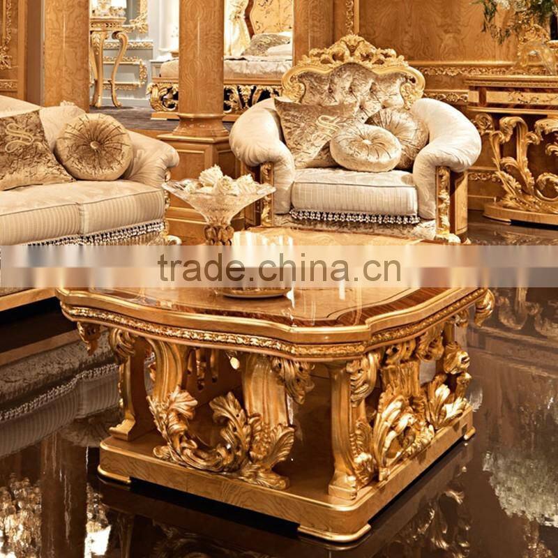 momoda Royal European Antique gold baroque solid wood carved bedroom dresser with mirror set Louis XVI home furniture