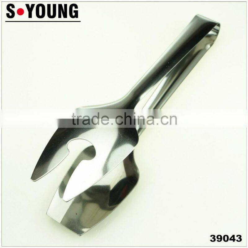 39043 9.5 Inch Stainless StFeel Kitchen Tongs BBQ Grill Food salad Tongs With Fork