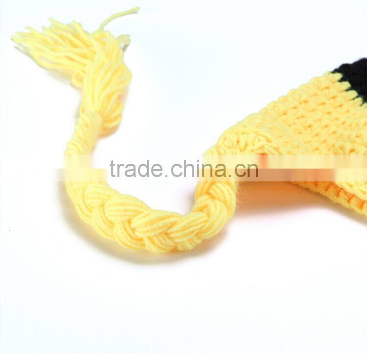 Hot sale baby hats yellow cartoon baby hats mini baby knitted hats