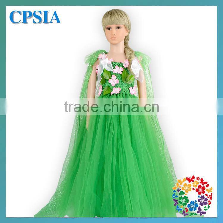 2015 High quality dresses Sleeveless green one piece girls party dresses girls long dresses