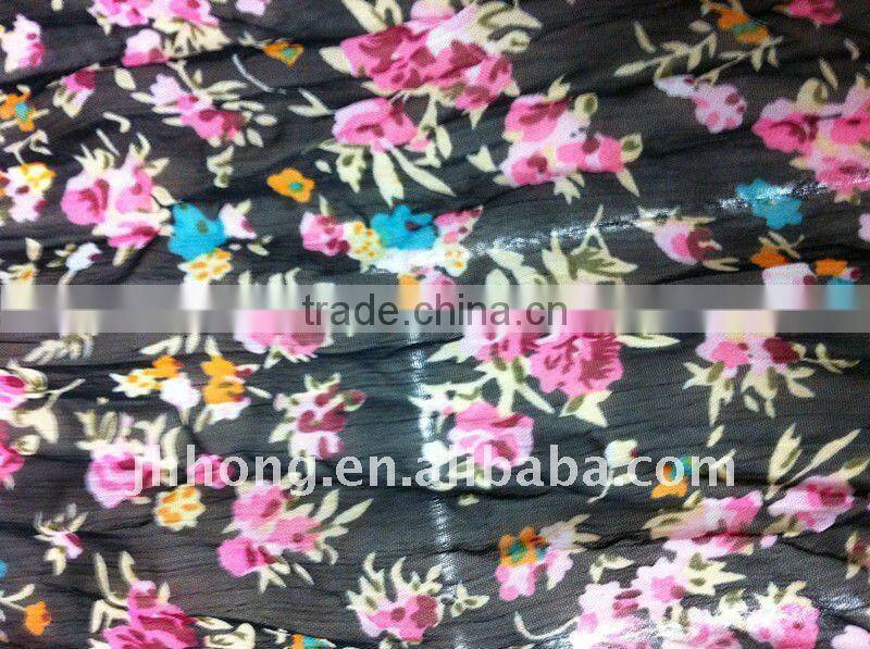 lady's fashion black chiffon floral scarf