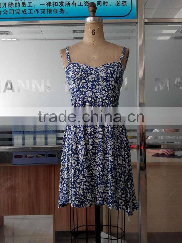 new design blue and white women dress summer clothing
