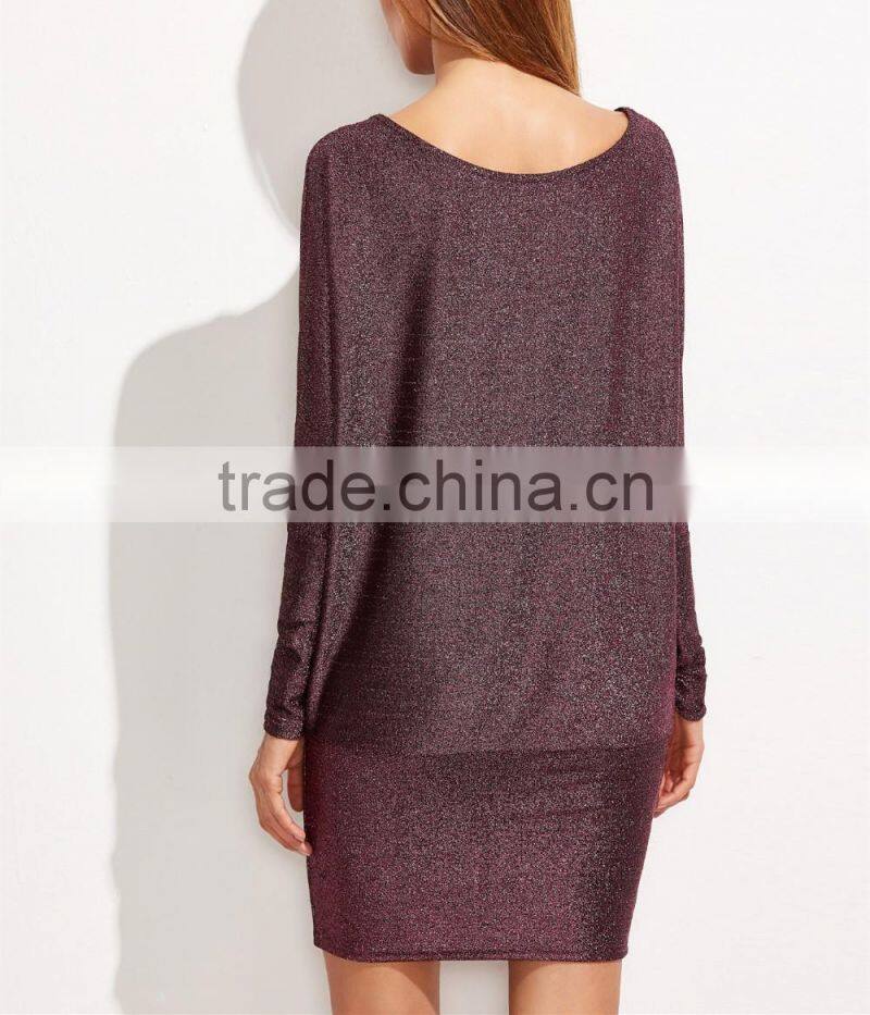 Hot Pink Long Sleeve Elastic Cotton Warm Party Dresses Vestidos Sexy Mini Pencil Club Bodycon Bandage Dress