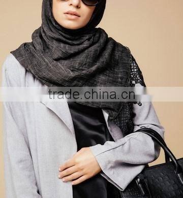fashion islamic clothing Grey Undertone One Button Linen Open Jacket Abaya