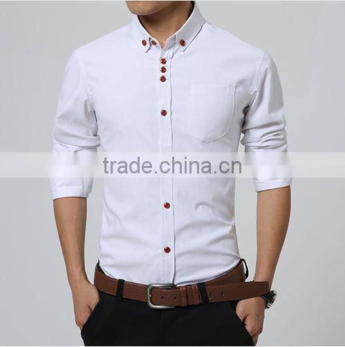 2016 New Fashion Men Shirt Long Sleeve Slim Fit Solid Color High Quality Dress Shirts