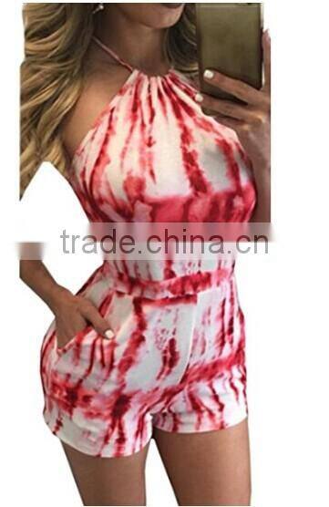 Fashion Summer Sexy Printing Playsuit for Tie dye Pattern