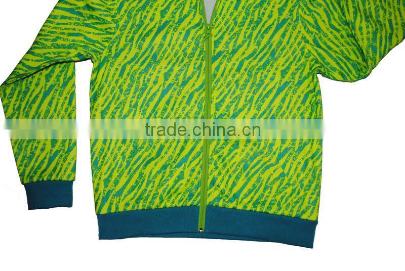 Professional Fleece Wear Manufacturer designs itself full print fleece hooded men casual jacket polyester ,240g brushed inside
