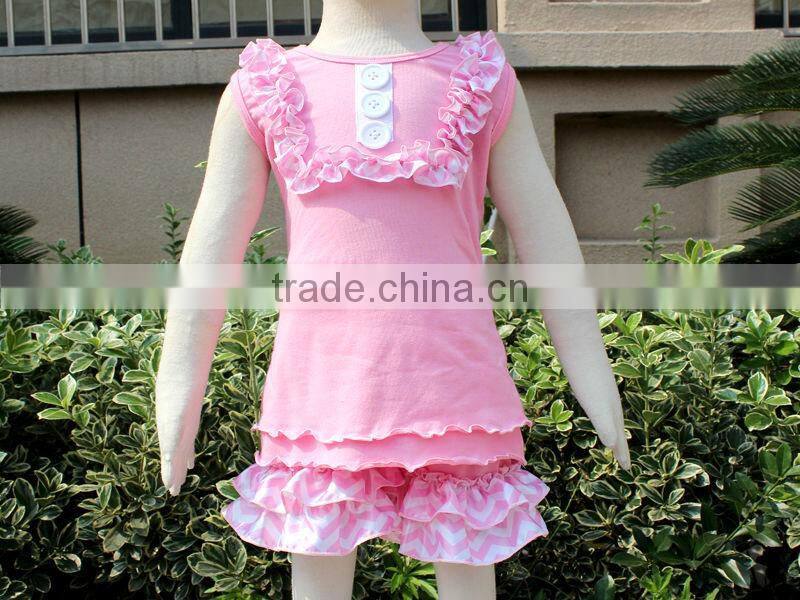 wholesale cute summer kid outfits with button decoration