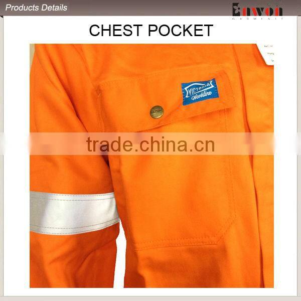 New Design Breathable Reflective Orange Cotton Coveralls