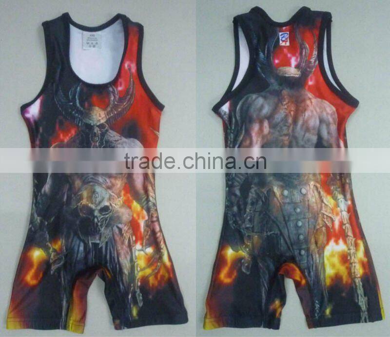 Newest custom sublimation printing china wrestling singlets