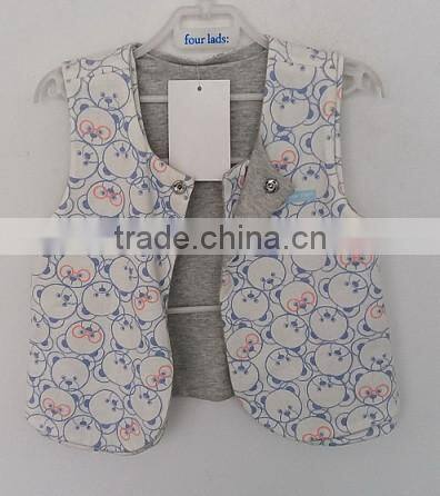 cute baby boys little bear printed waistcoat for winter