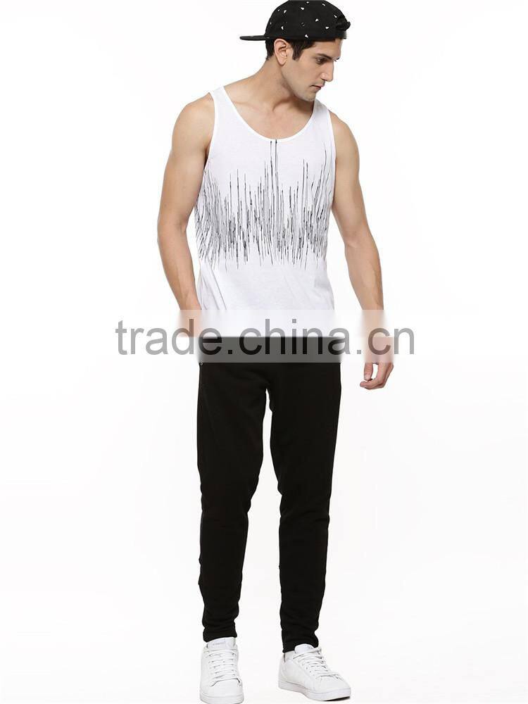 Fashion pulse print vest wholesale sleeveless hoodie stringer vest