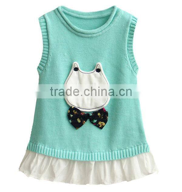 Sleeveless kids summer knit dress new style baby girl frill dress
