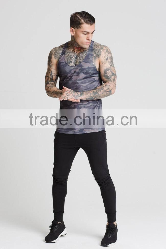 Camo printing dri-fit gym tank top slim fit stringer vest for men wholesale China