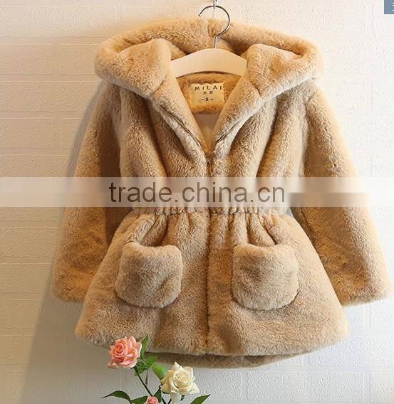 New Fashion 2016 Children Faux Rabbit Fur Coat Autumn and Winter Baby Girls Warm Thick Faux Fur Short Casual Outerwear Clothes