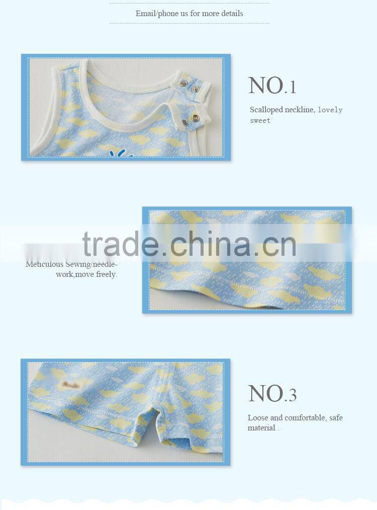 High quality newborn baby wear sleeveless cotton baby boy clothes set wholesale