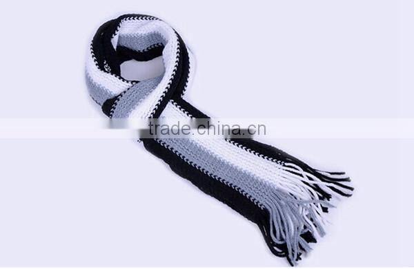 Cheap simple 6color choice stripe design spandex material knit fashion men winter cheap scarf hijab