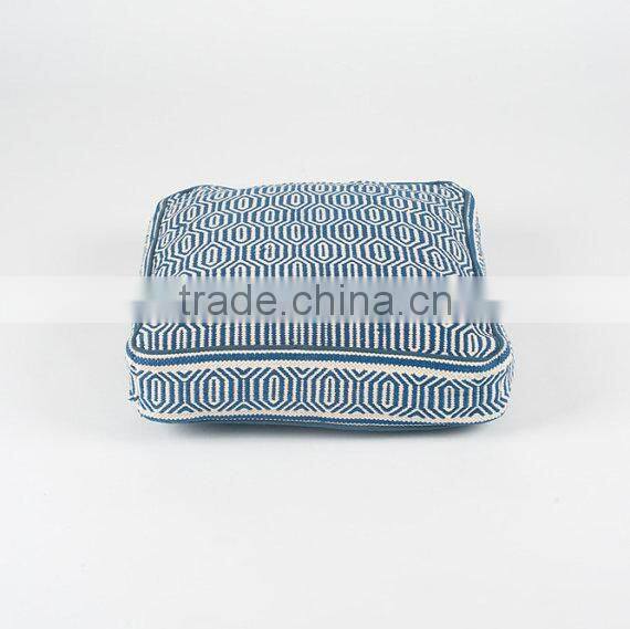 Navy Blue and Light Blue Geometric Square Dog Bed