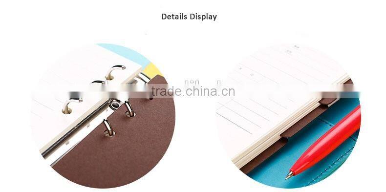 48K faux leather cover agenda planner portable loose-leaf planner with elastic band/insert pocket/pen holder