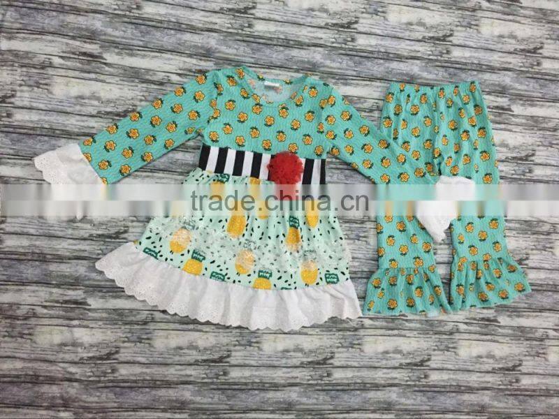 2017 wholesale fall winter boutique clothing giggle moon remake outfits girls ruffle pants sets children clothes