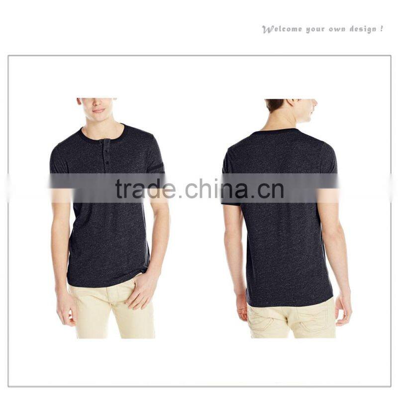 Wholesale Mens Rolled Hem Cotton Mens Blank Dry Fit Henley T-shirts