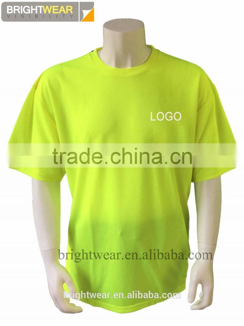 ANSI 100% polyester short sleeve reflective birdeye mesh silk screen printing security T-shirt