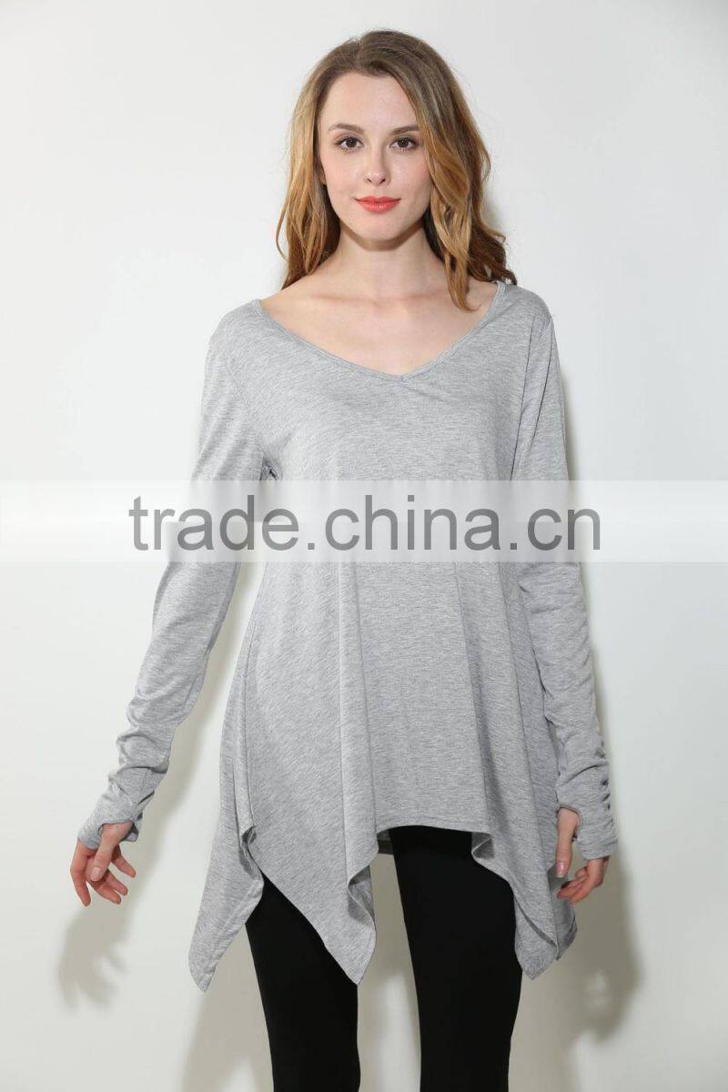 Fashion Women's Sexy Fashion Loose Tops Long Sleeve V Neck Casual Blouse For Sale
