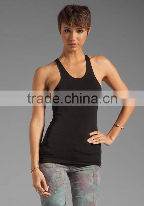 95% rayon 5% spandex jersey racer black tanks