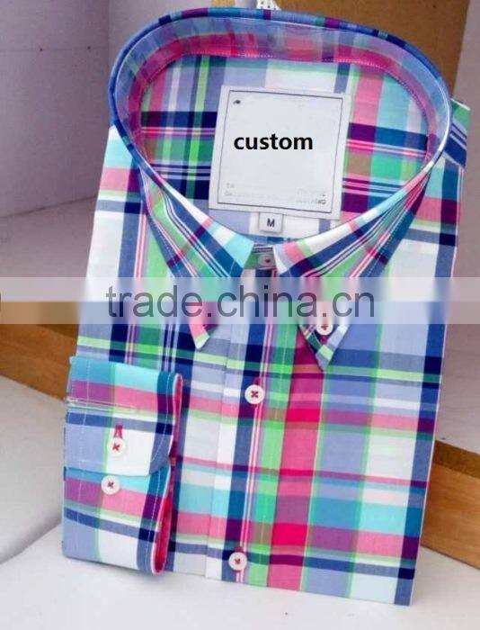 latest fashion designer button down shirt gingham plaid shirt