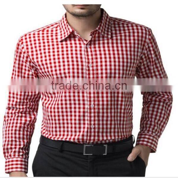 2016 new wholesale cutaway collar gingham long sleeve custom men's formal dress shirt