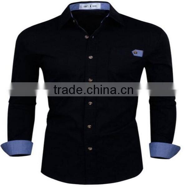 2016 new wholesale Stylish Slim Fit Long Sleeve Contrast custom mens casual dress shirts