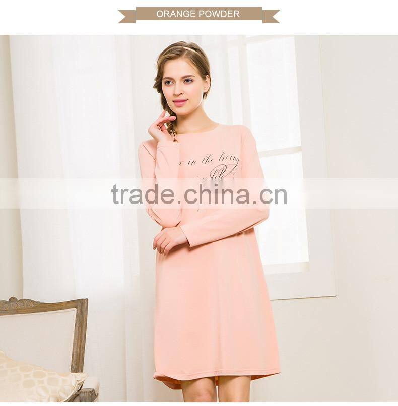 Super Grade Qianxiu Autumn Character Print Long Sleeved Sweet Elegant Girl Lady Sexy Nightgown