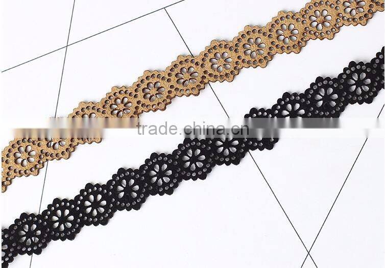 Hot Choker Fashion Korea Velvet Hollow Laser Caving Flowers Collar Choker Womens Suede Flower Laser Cut Necklace Jewelry