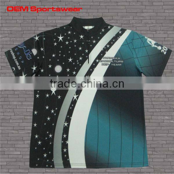 custom dye sublimated polo shirt with zip in guangdong factory