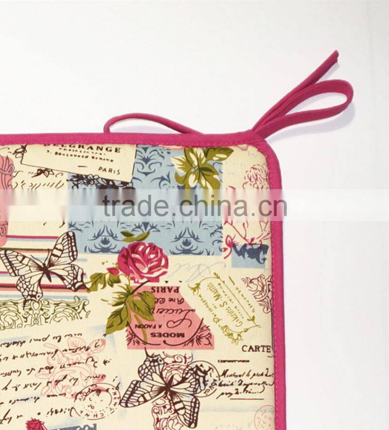 New Design Rose Red Cotten Twill Chair Seat Pad With Sponge